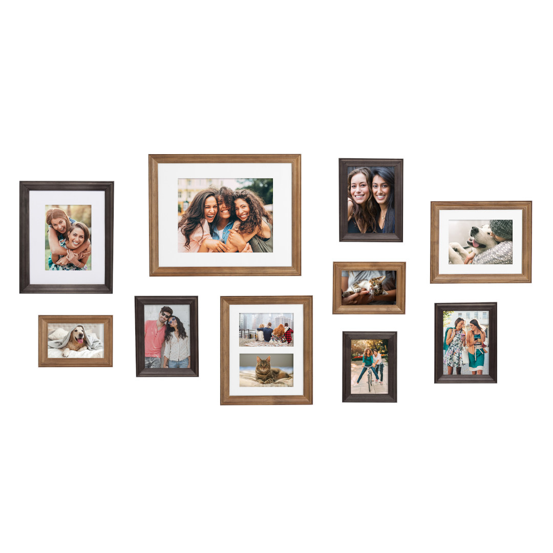 Handful of people filled pictures in various colored frames