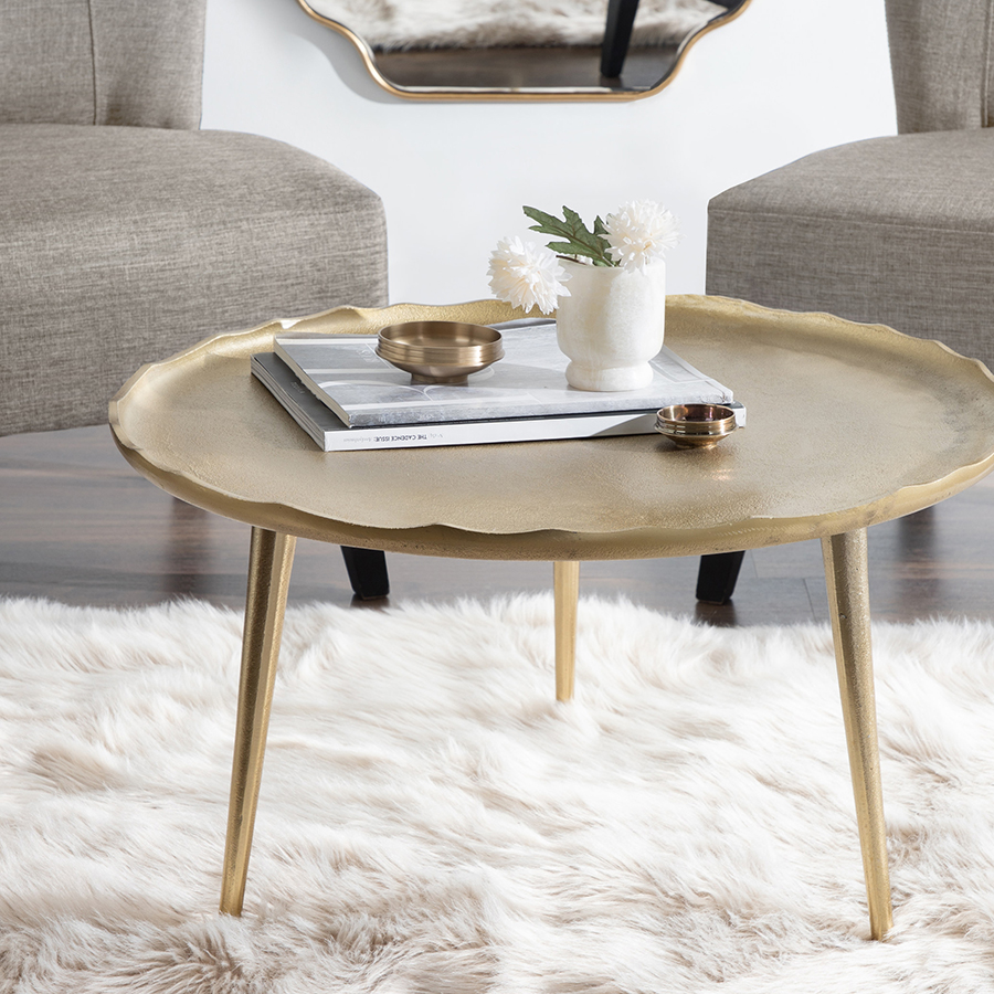 Gold colored metal table