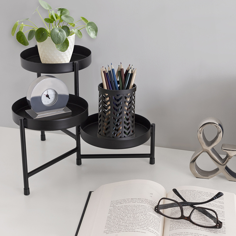 Desk with black organizer