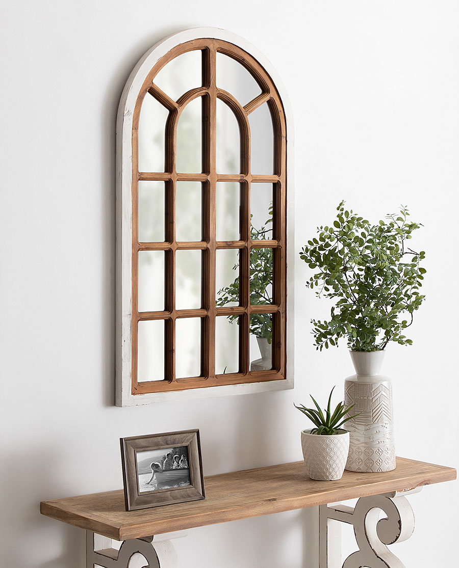 Wood framed mirror giving the impression of a window
