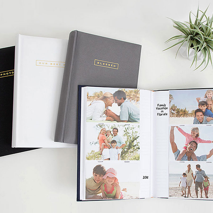 Photo album book with pictures of family
